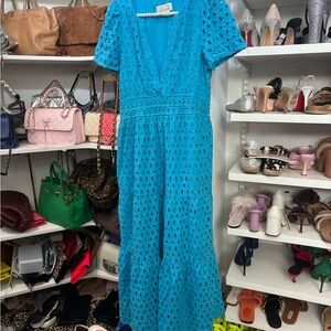 Anthropologie Somerset turquoise Eyelet Maxi Dress